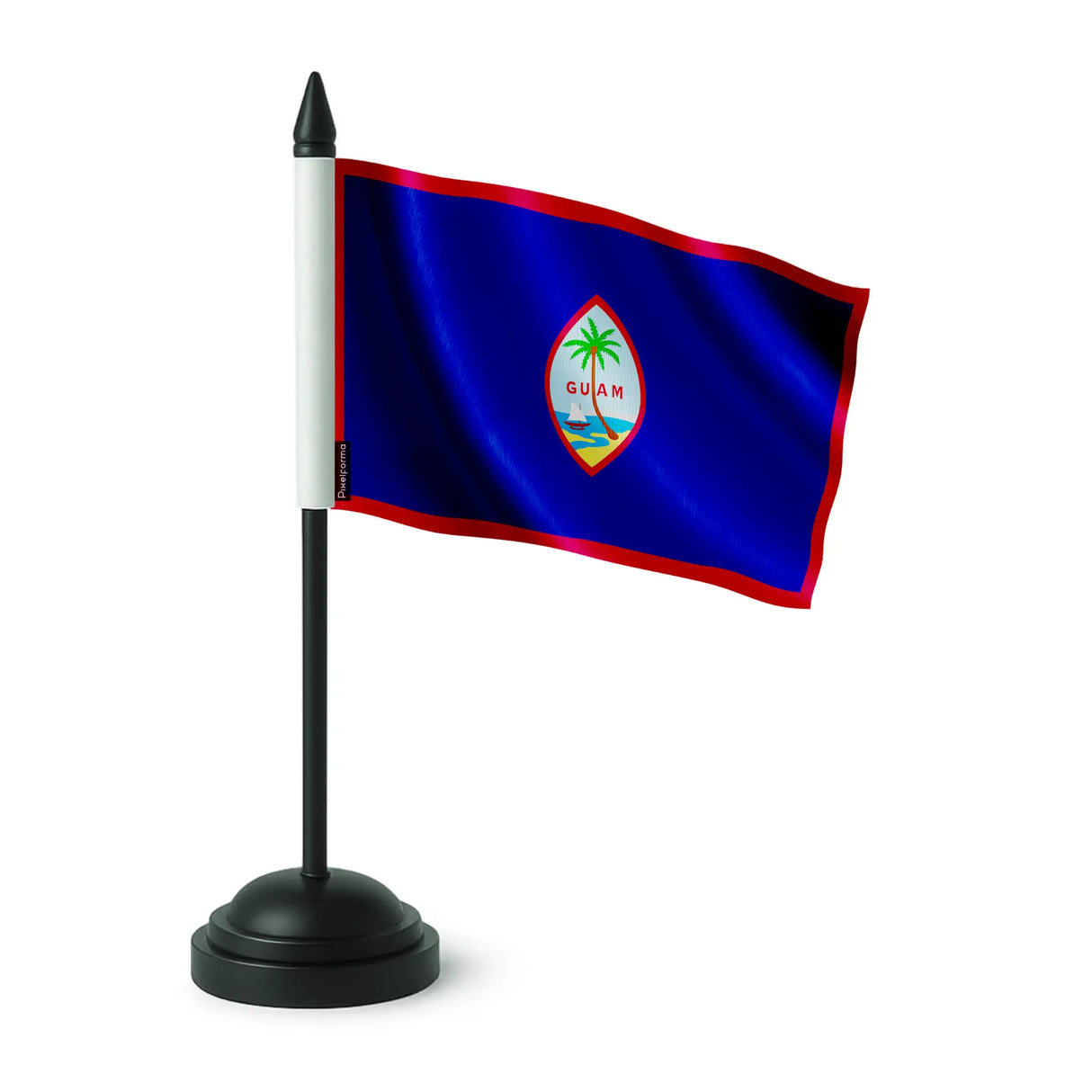 Drapeau de table guam polyester avec socle plastique noir