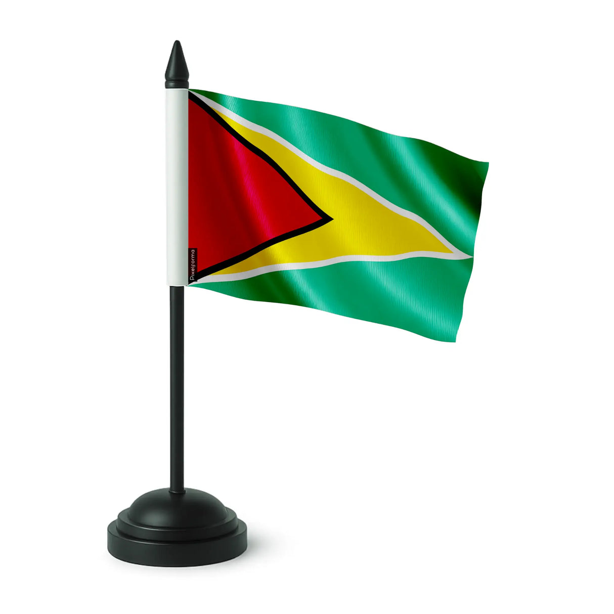 Drapeau de table guyana en polyester socle plastique noir