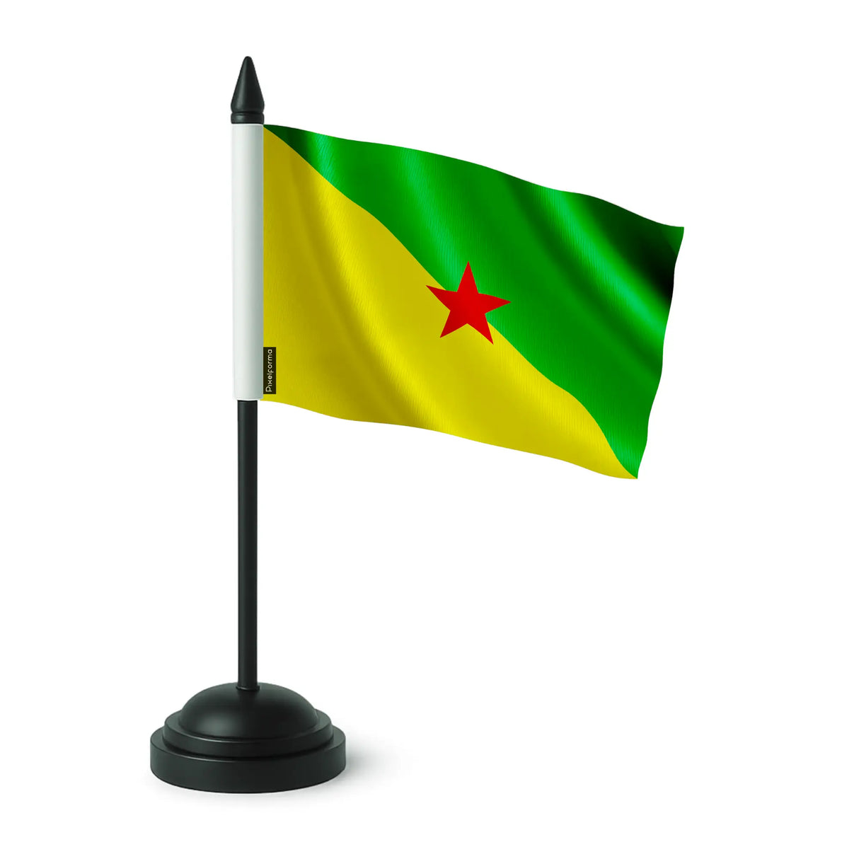 Drapeau de table guyane polyester avec socle noir plastique