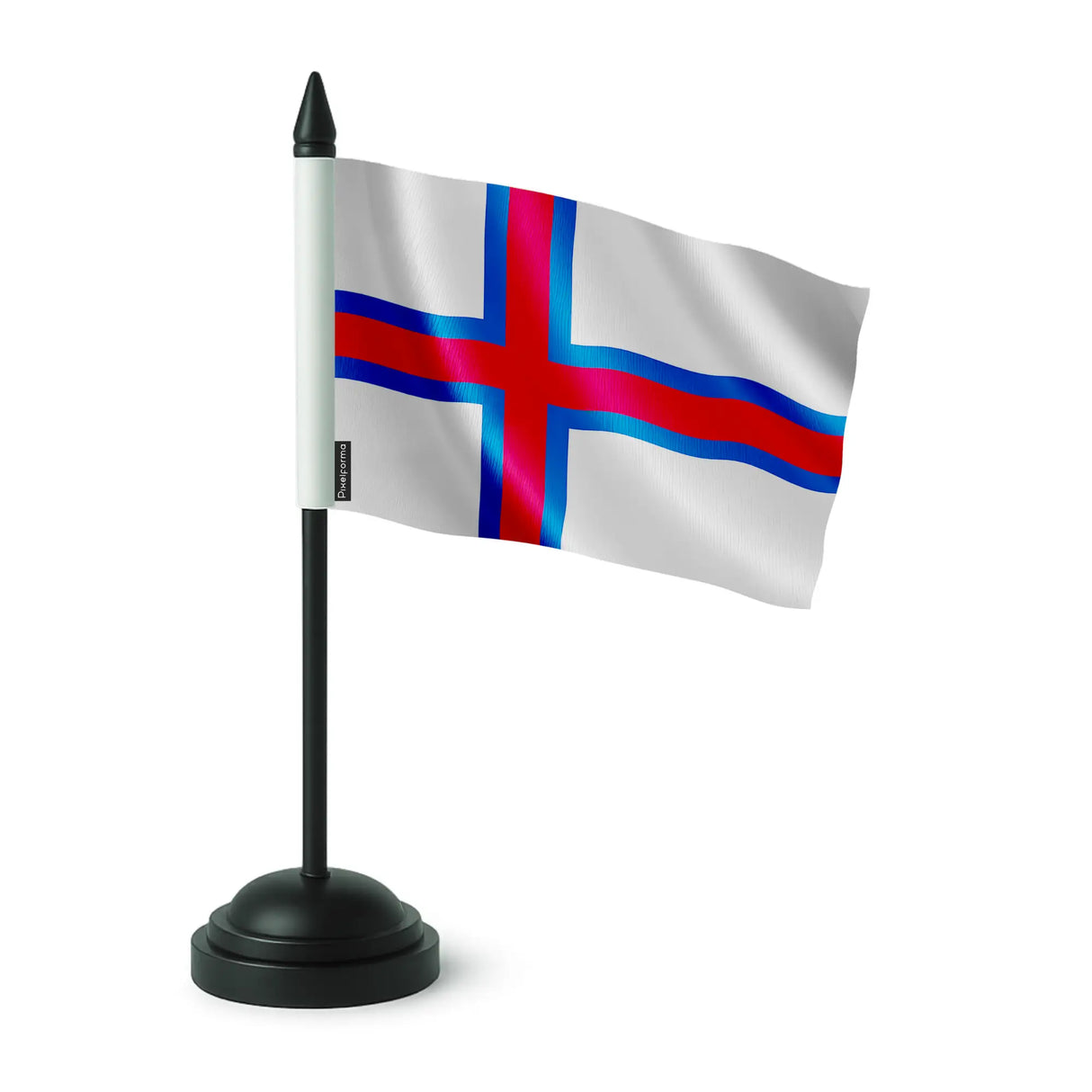 Drapeau de table îles féroé polyester socle plastique noir