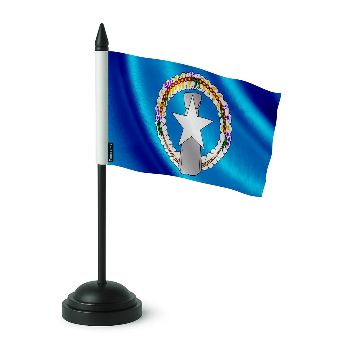 Drapeau de table îles mariannes du nord polyester socle noir