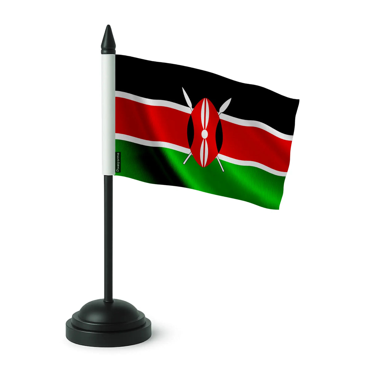 Drapeau de table kenya en polyester avec socle noir