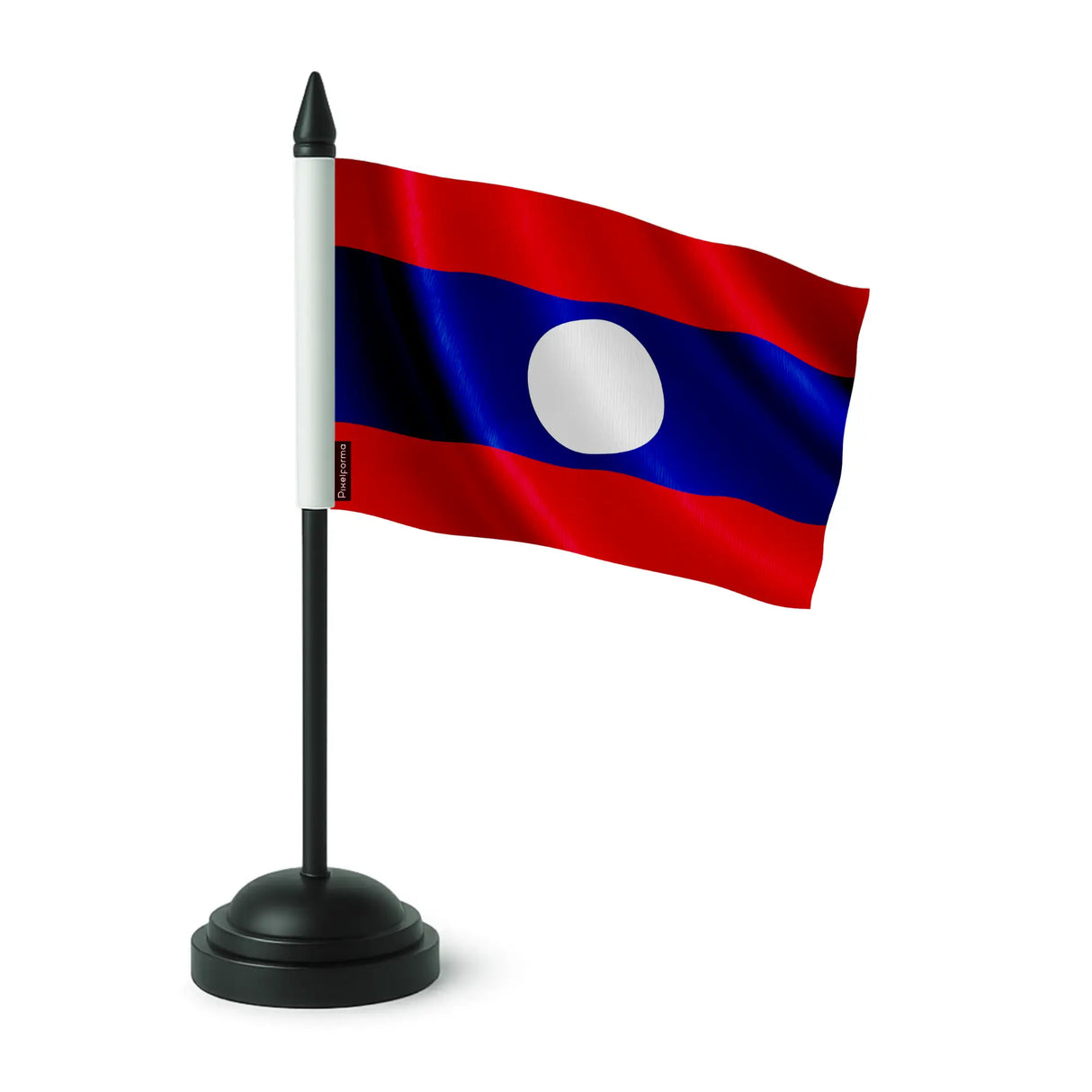 Drapeau de table laos en polyester avec socle plastique noir