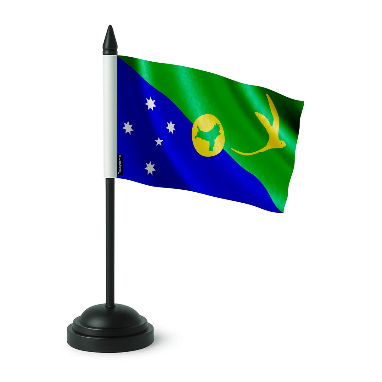 Drapeau de table l’île christmas polyester socle noir