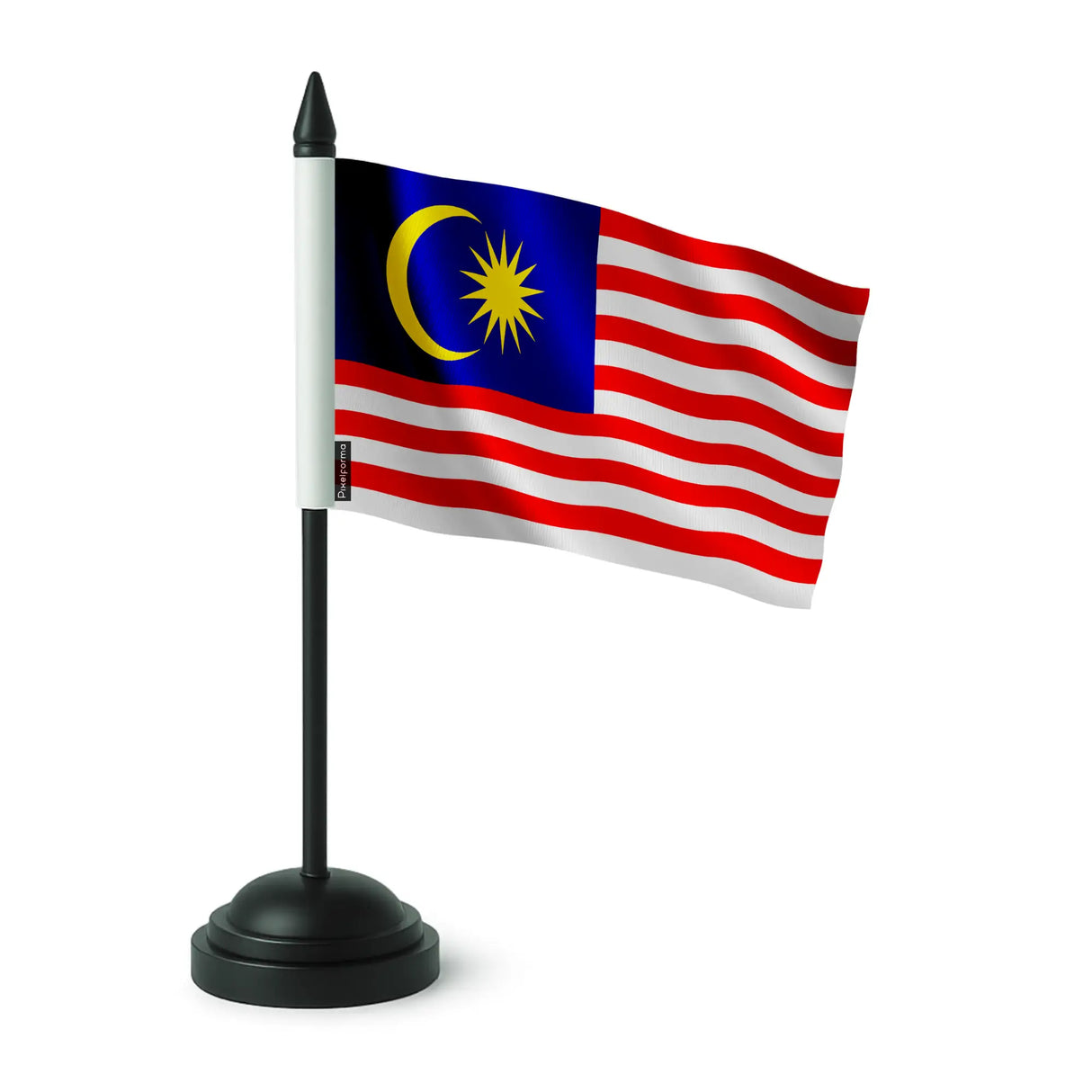 Drapeau de table malaisie en polyester socle noir