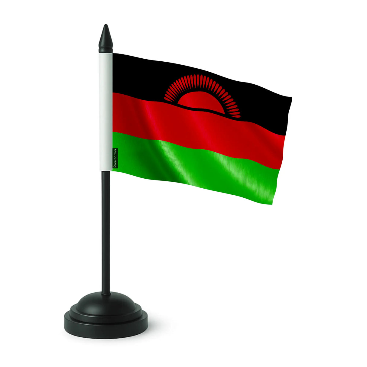 Drapeau de table malawi en polyester socle plastique noir