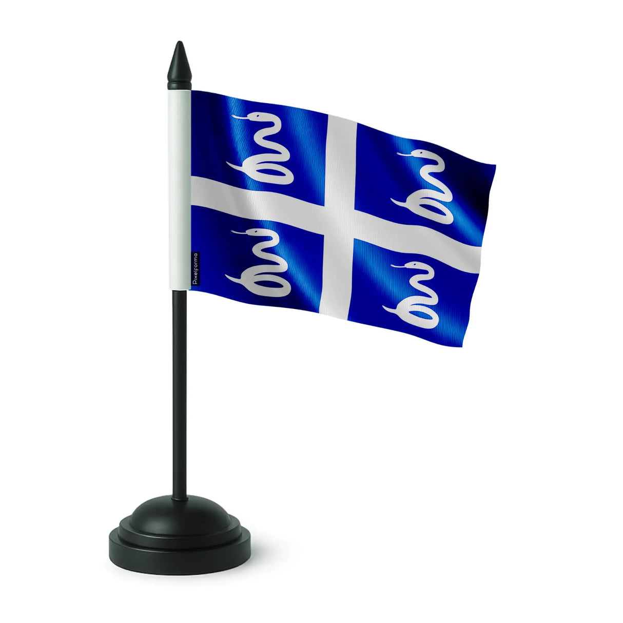 Drapeau de table martinique en polyester socle noir