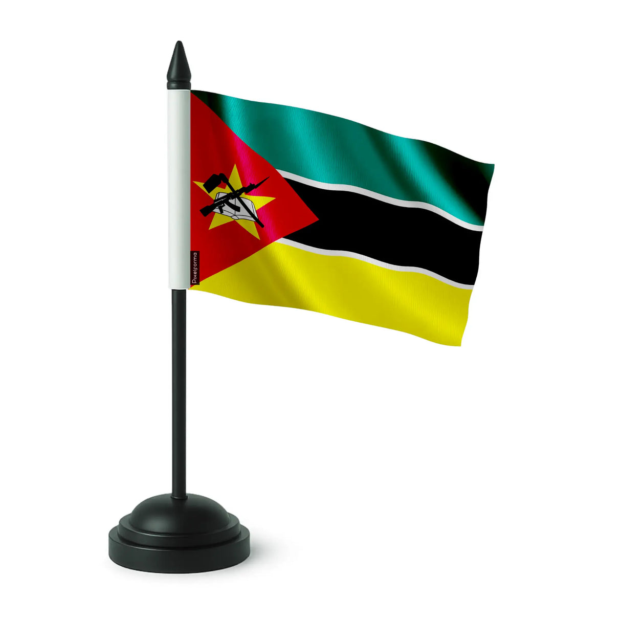 Drapeau de table mozambique polyester socle plastique noir