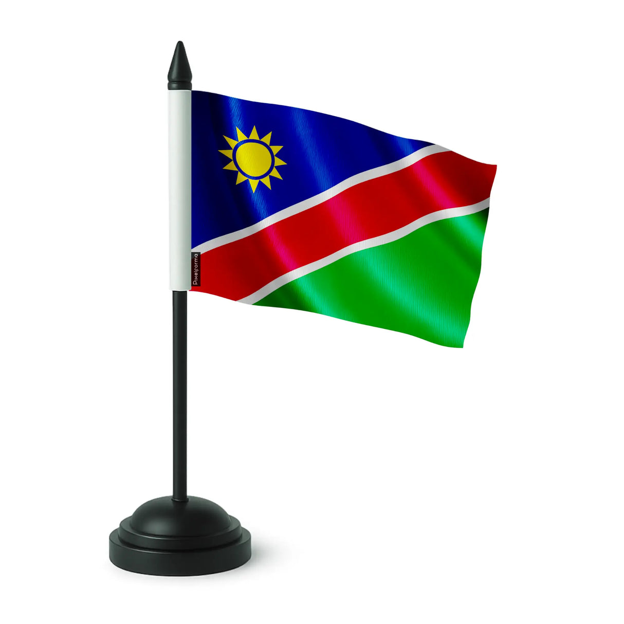 Drapeau de table namibie polyester avec socle plastique noir