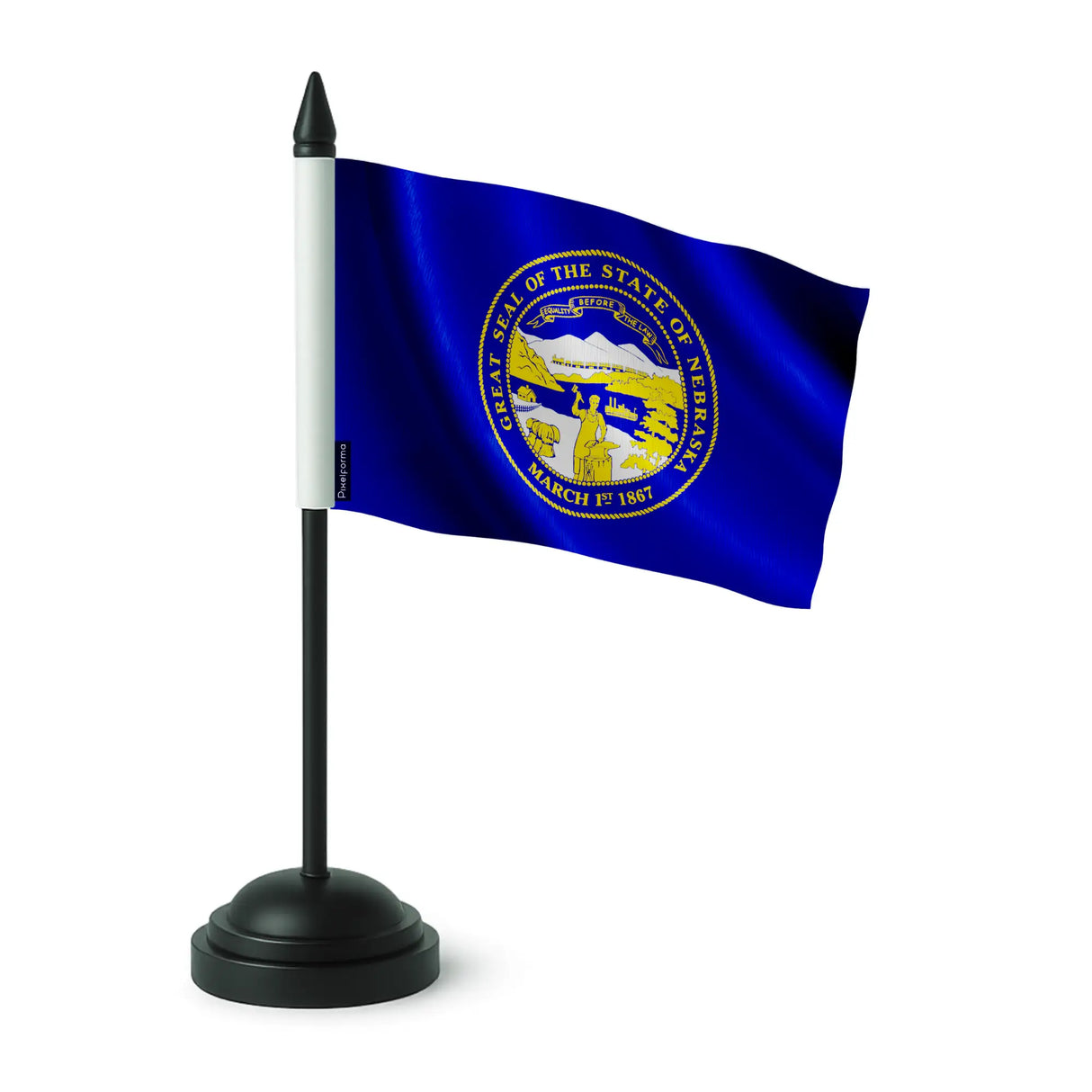 Drapeau de table nebraska polyester et socle plastique noir