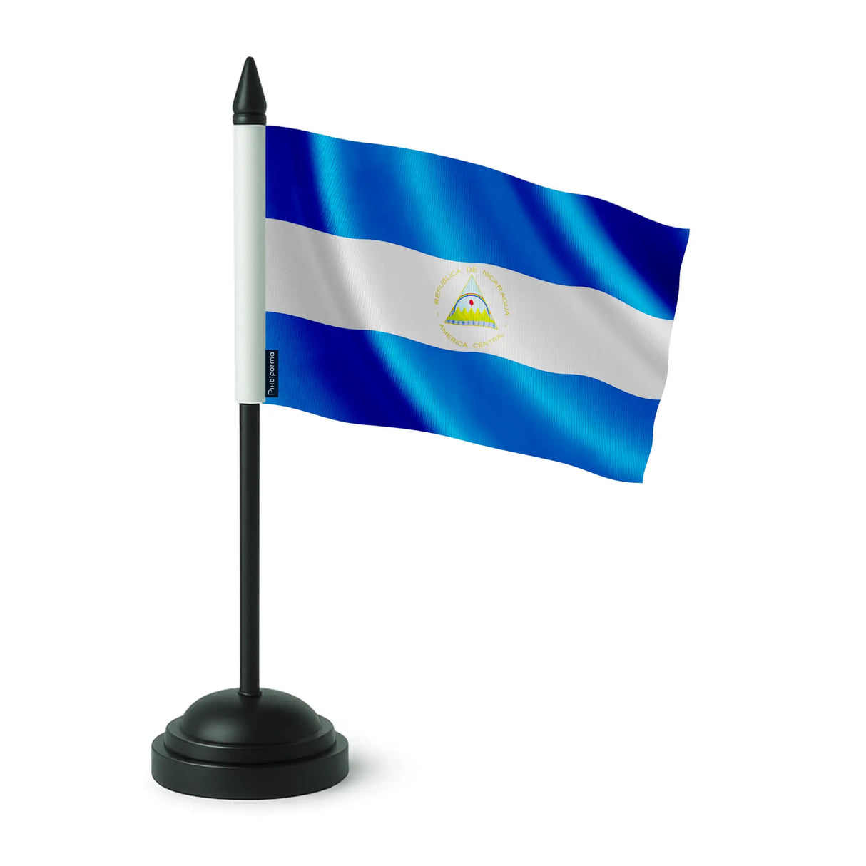 Drapeau de table nicaragua polyester socle plastique noir