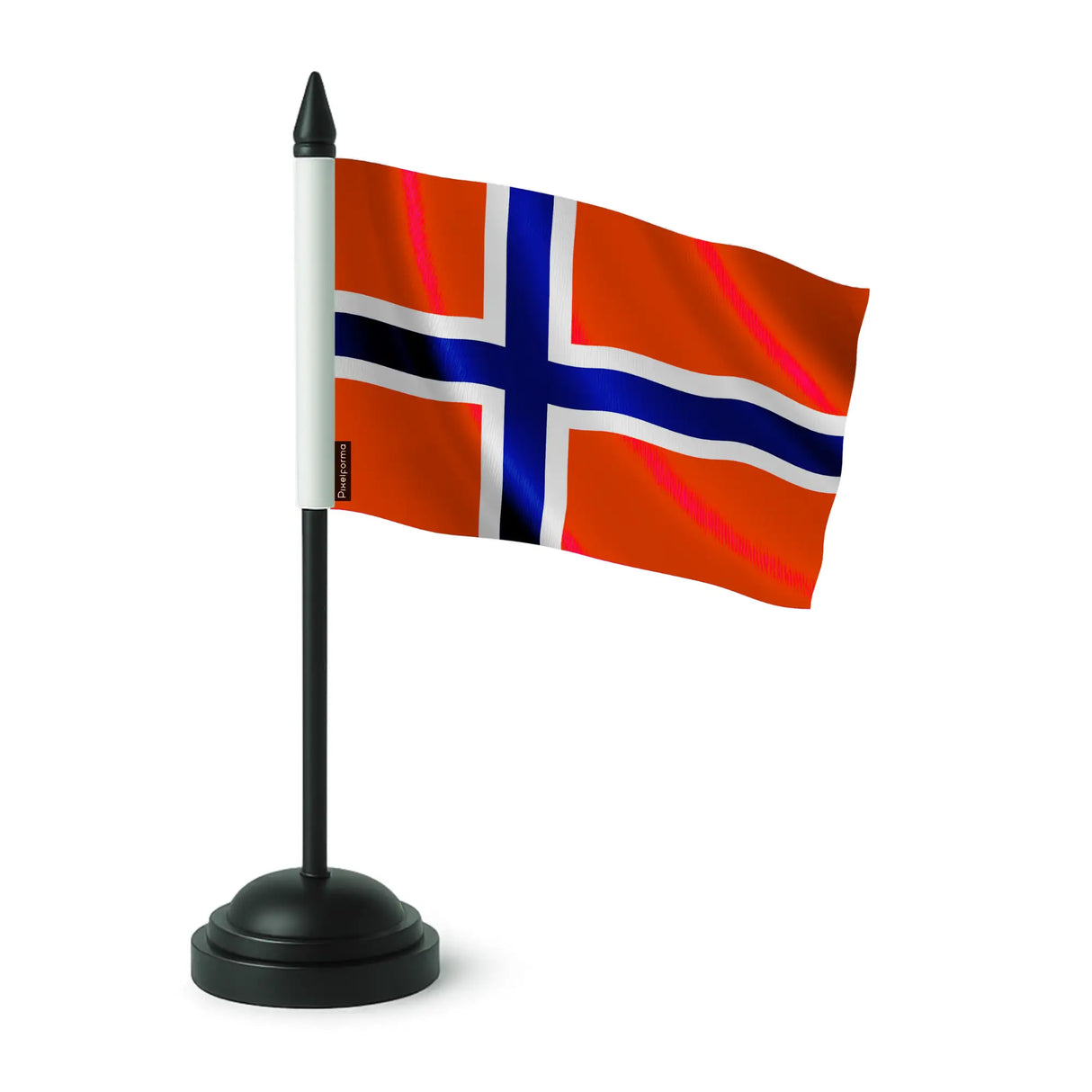 Drapeau de table norvège en polyester socle plastique noir