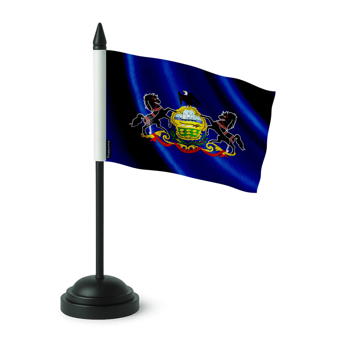 Drapeau de table pennsylvanie polyester socle plastique noir