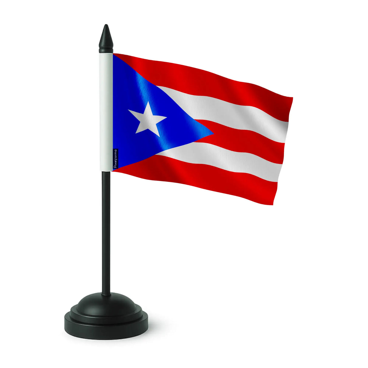 Drapeau de table porto rico polyester socle plastique noir