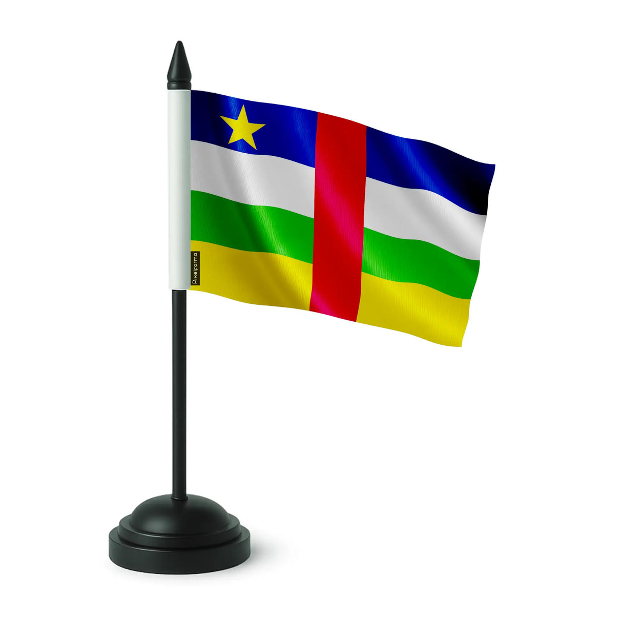 Drapeau de table république centrafricaine polyester socle noir