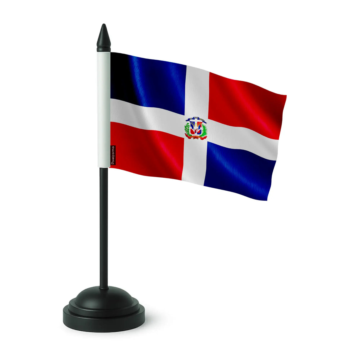 Drapeau de table république dominicaine polyester socle noir