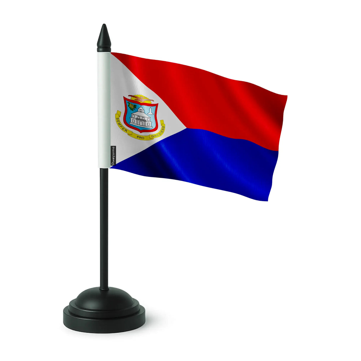 Drapeau de table saint-martin polyester socle plastique noir
