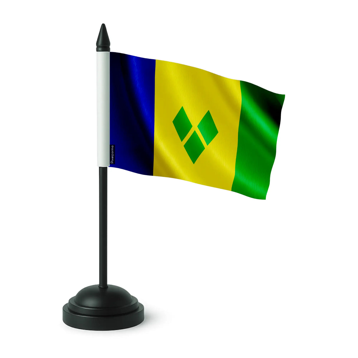 Drapeau de table saint-vincent-et-les-grenadines polyester socle noir