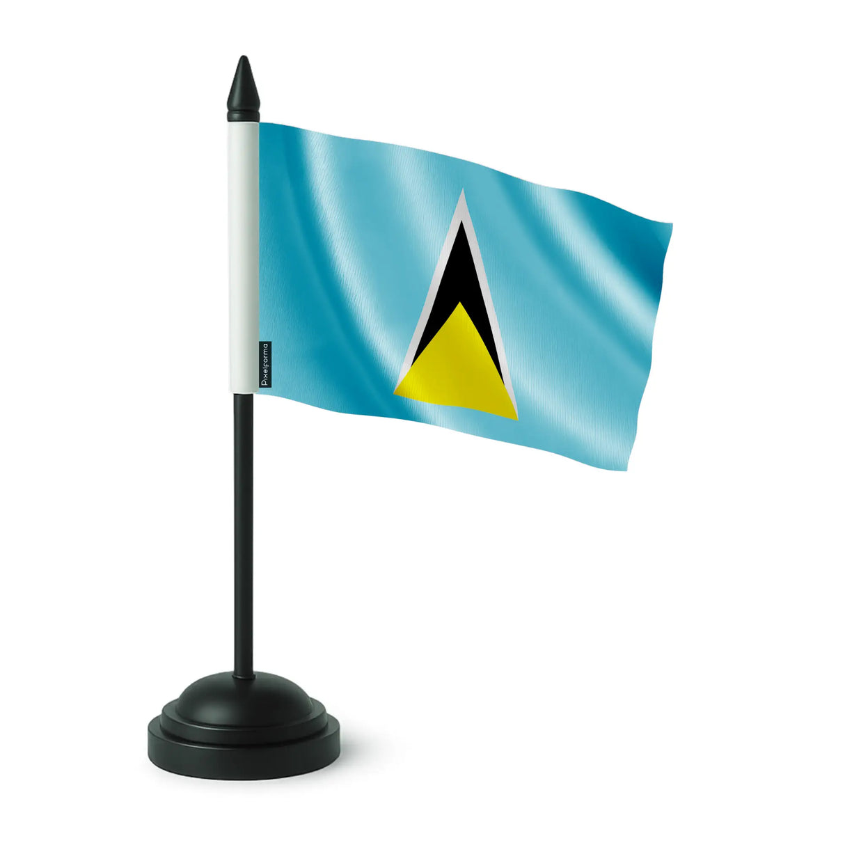 Drapeau de table sainte-lucie polyester socle noir élégant