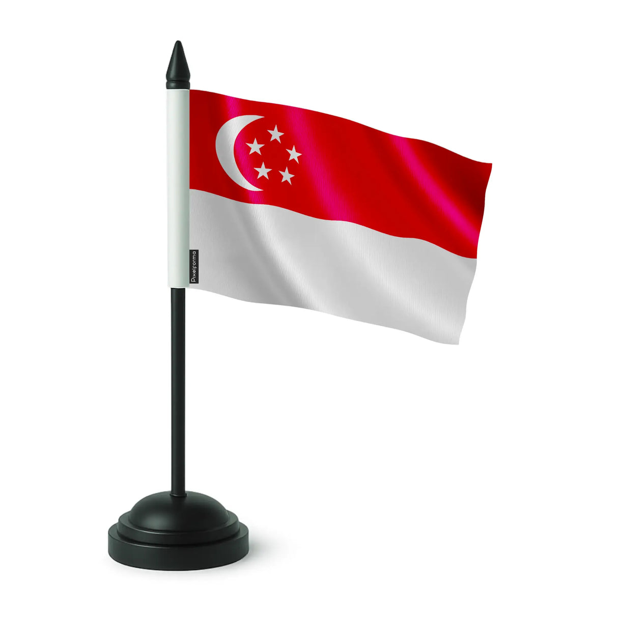 Drapeau de table singapour polyester avec socle plastique noir