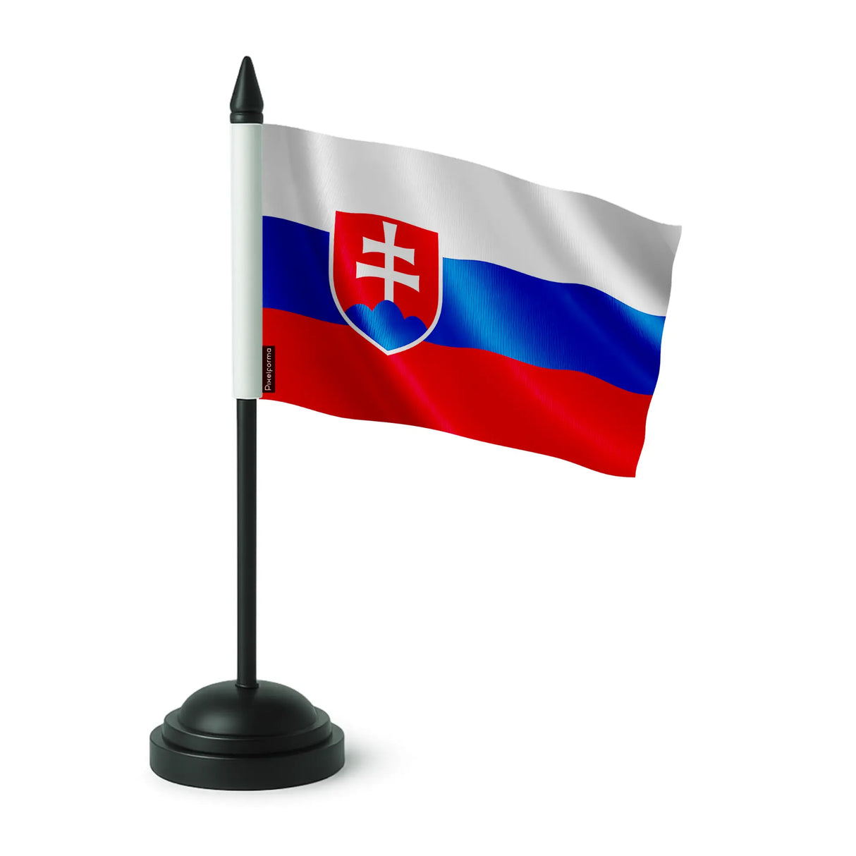Drapeau de table slovaquie polyester socle plastique noir