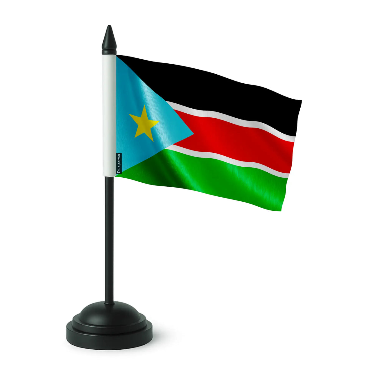 Drapeau de table soudan du sud polyester socle plastique noir
