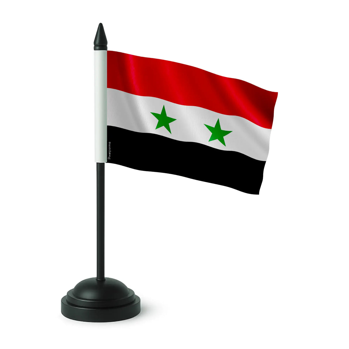 Drapeau de table syrie en polyester socle plastique noir