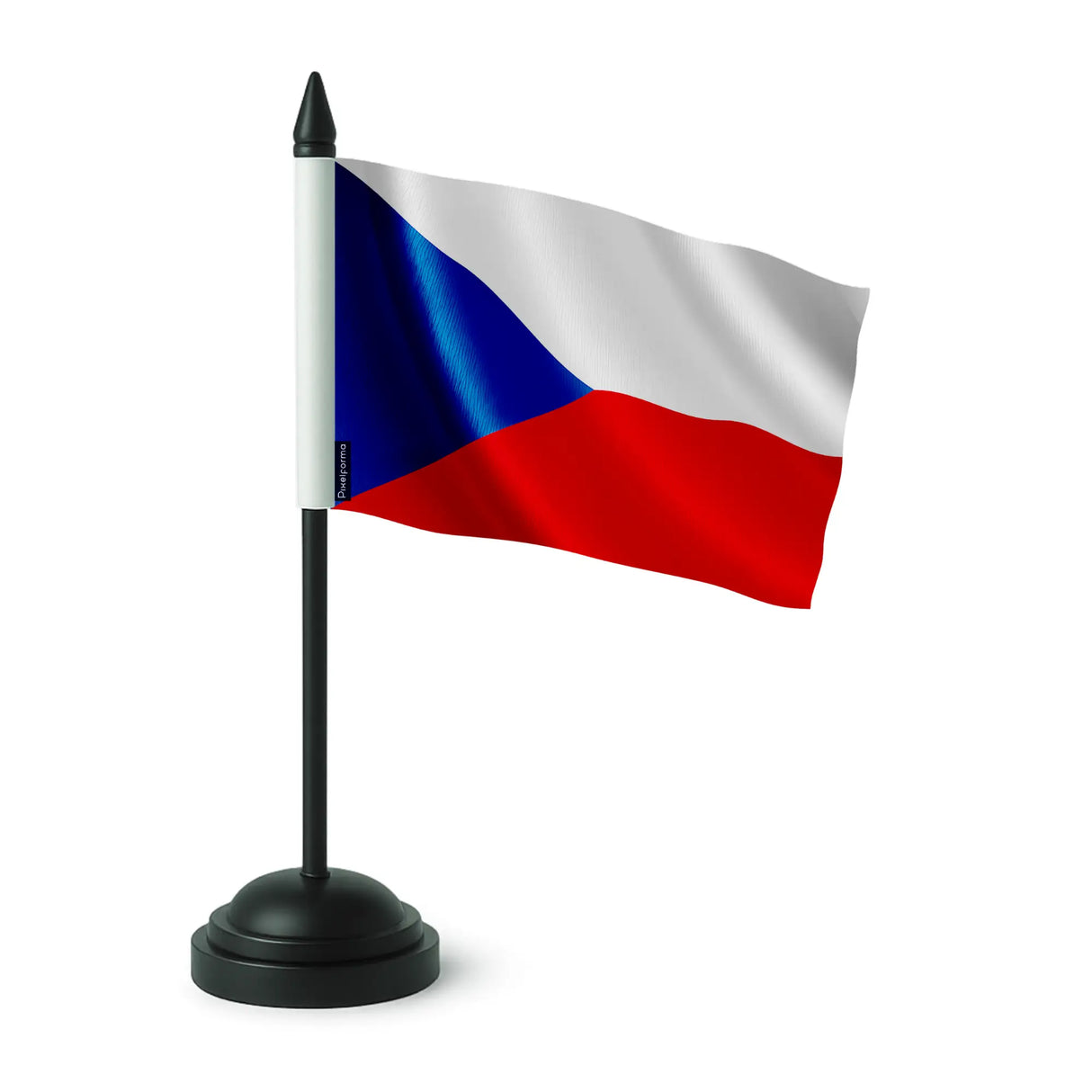 Drapeau de table tchéquie polyester socle plastique noir