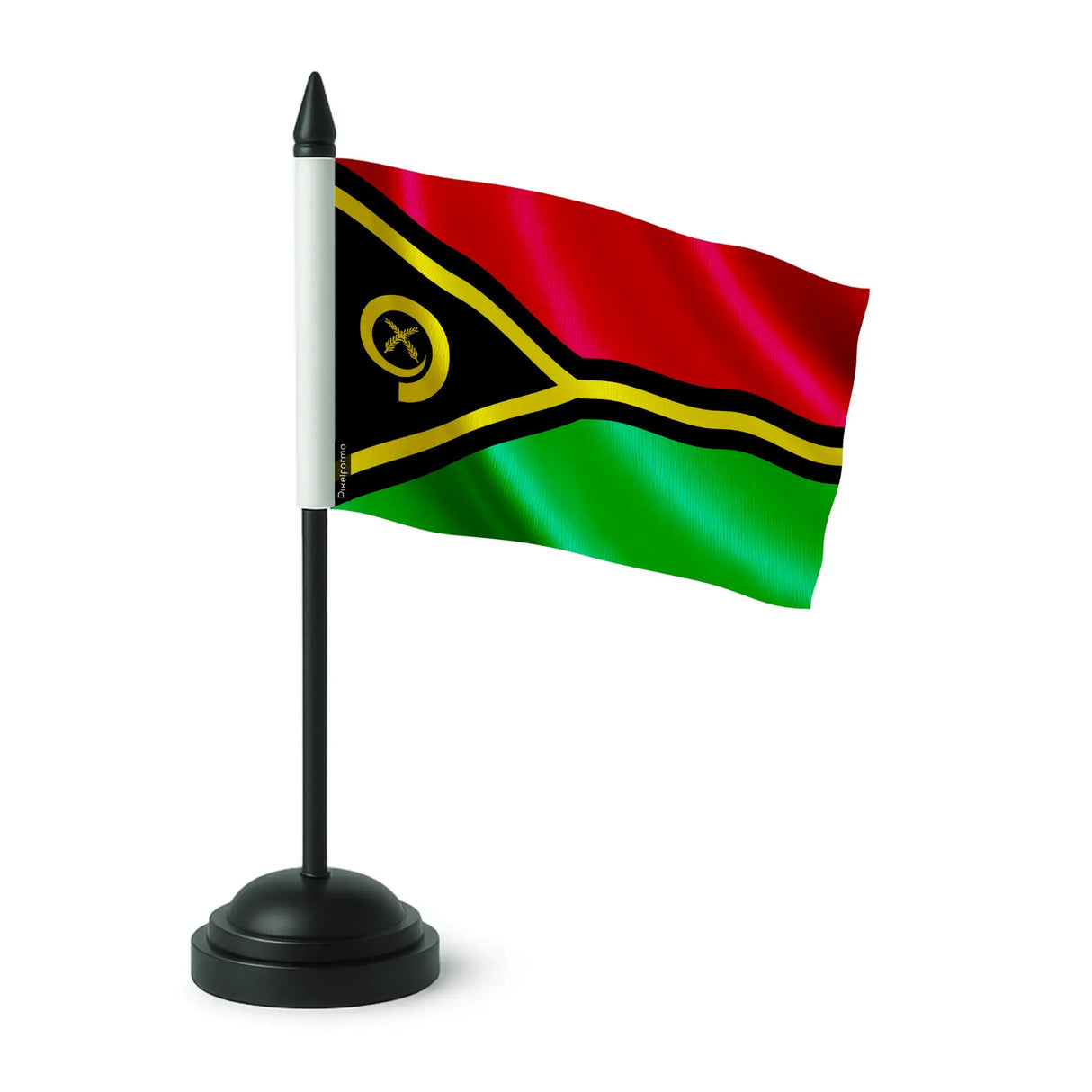 Drapeau de table vanuatu en polyester avec socle noir