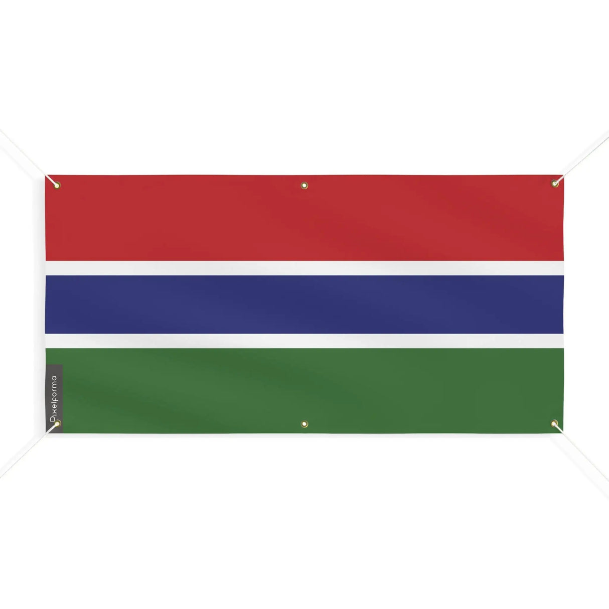 Drapeau gambie polyester résistant œillets usage extérieur