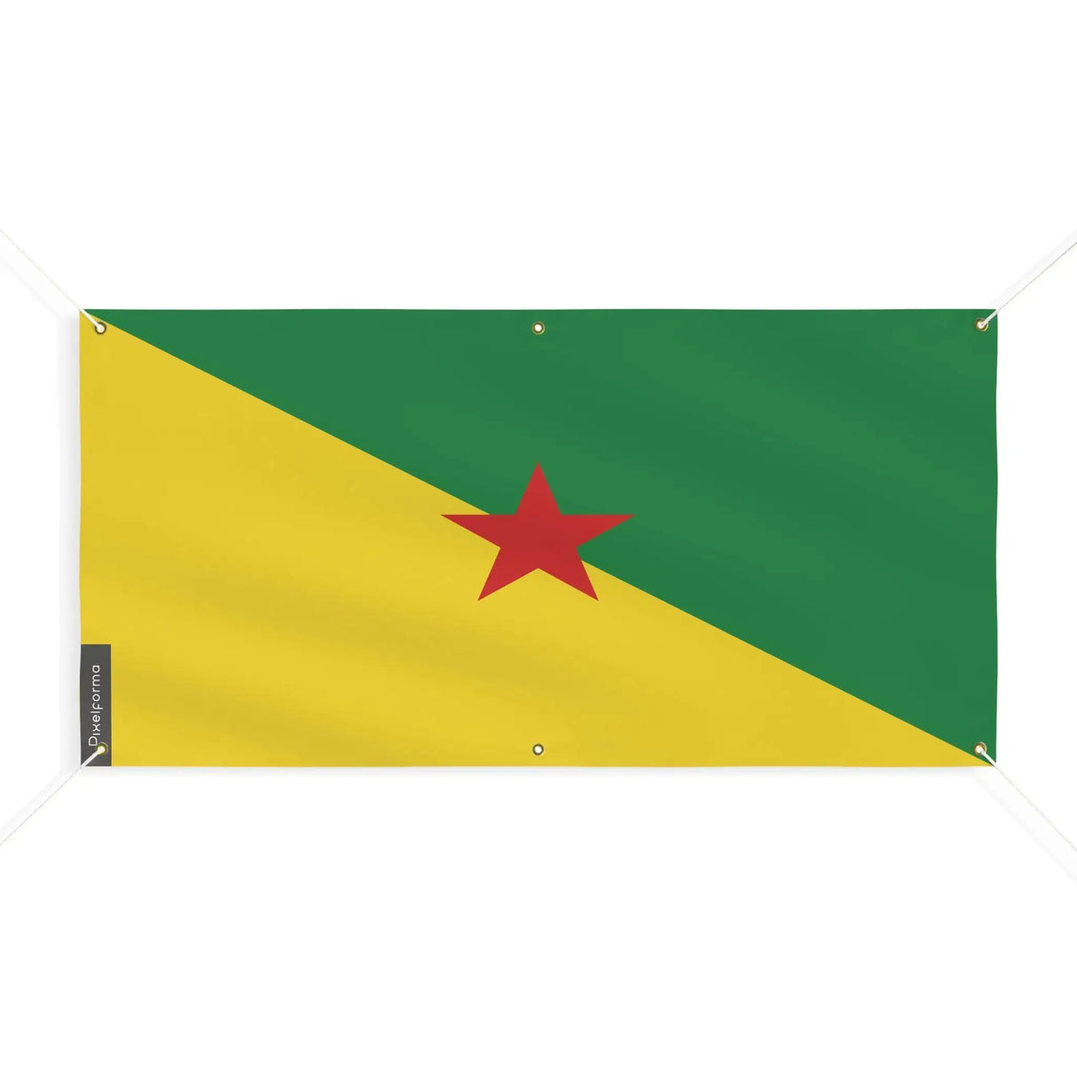 Drapeau guyane polyester résistant usage extérieur 6 œillets