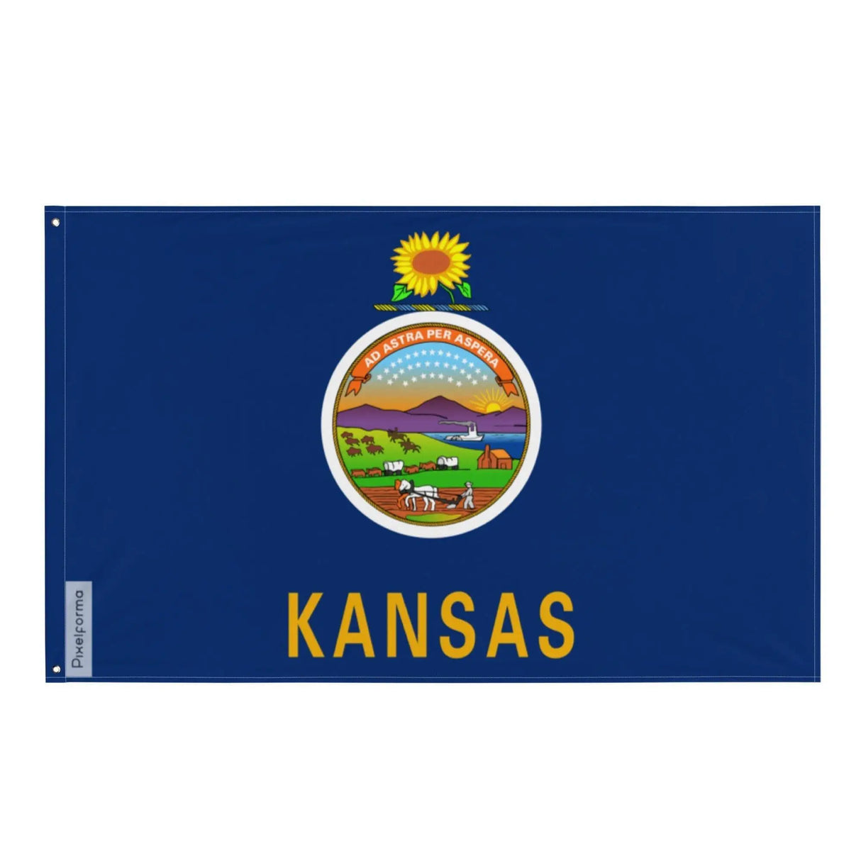 Drapeau kansas polyester résistant œillets à gauche