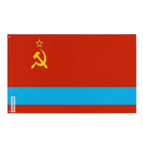 Drapeau kazakhstan polyester résistant œillets à gauche