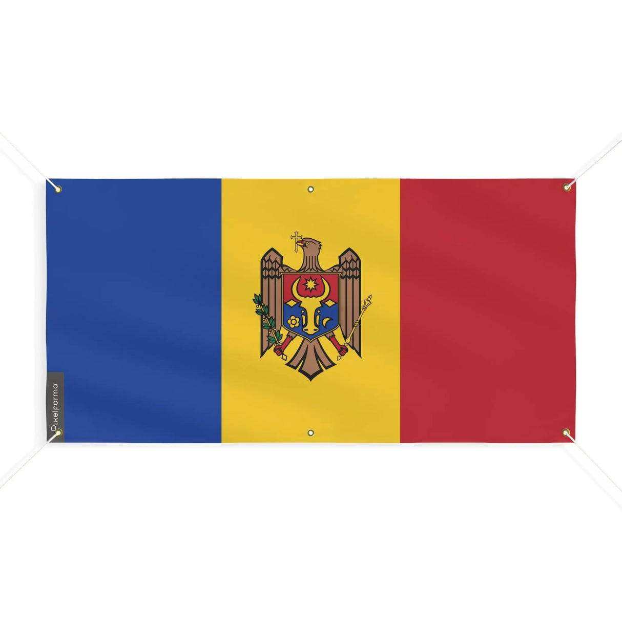 Drapeau moldavie polyester résistant œillets intempéries
