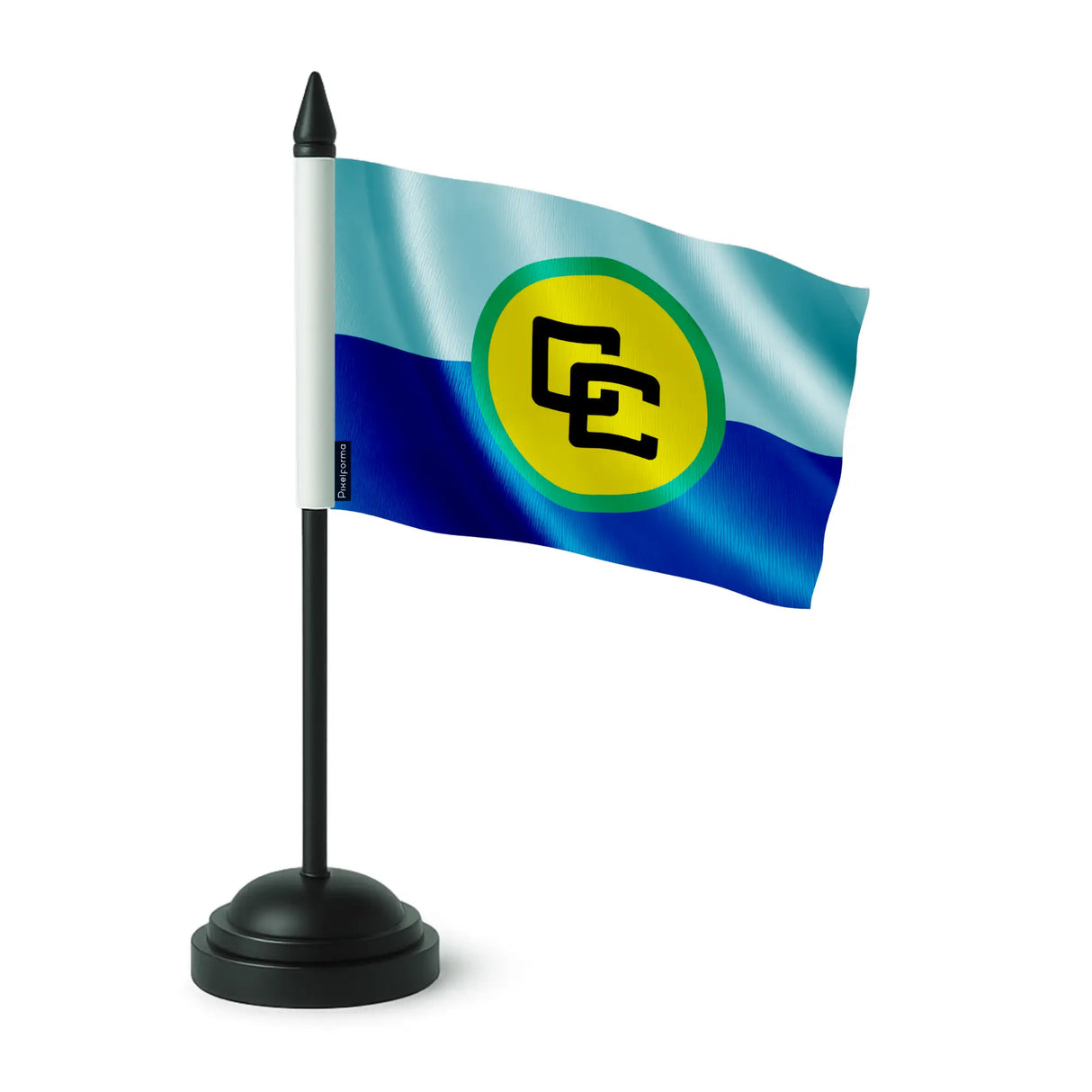 Drapeau table communauté caribéenne polyester socle noir