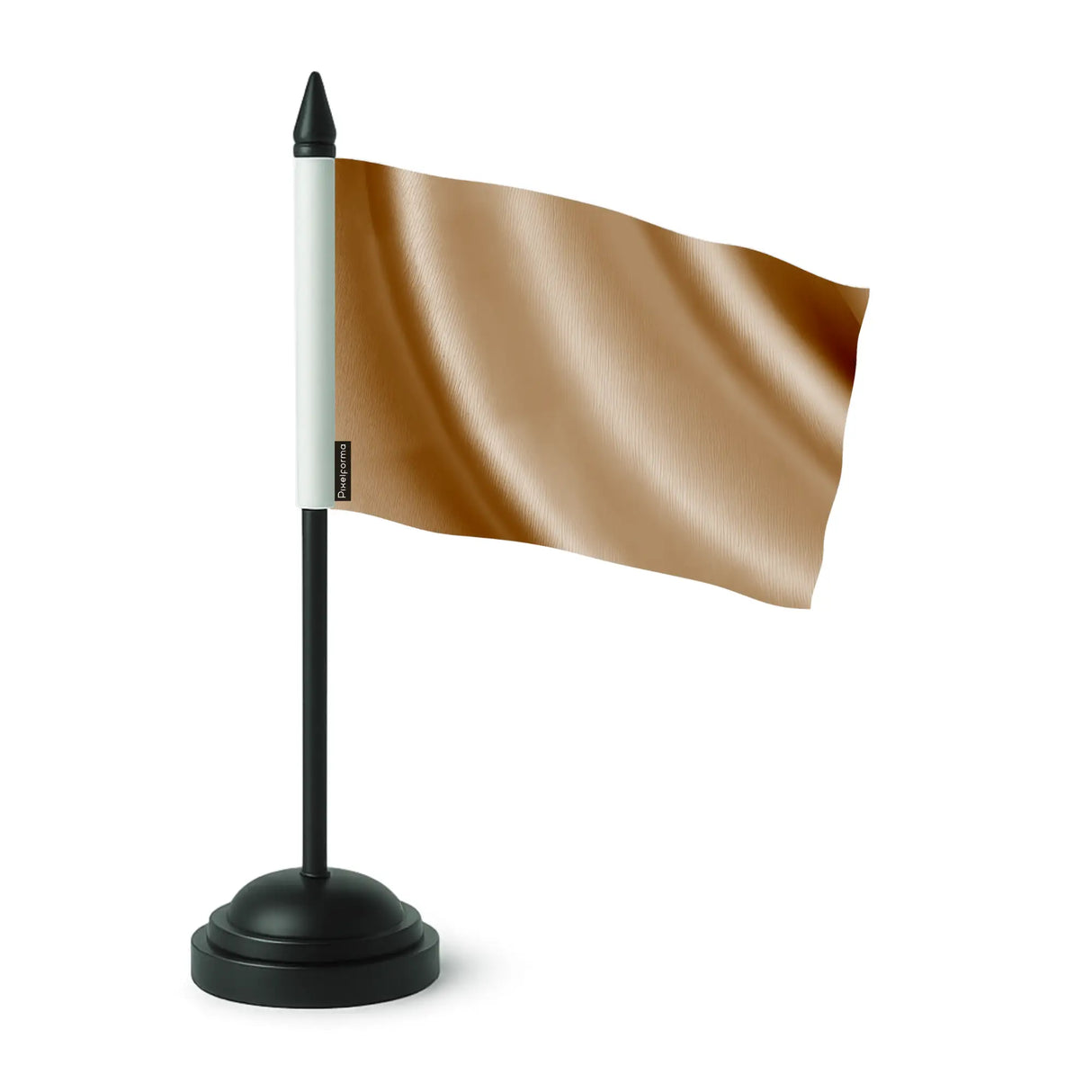 Drapeau table marron polyester avec socle plastique noir