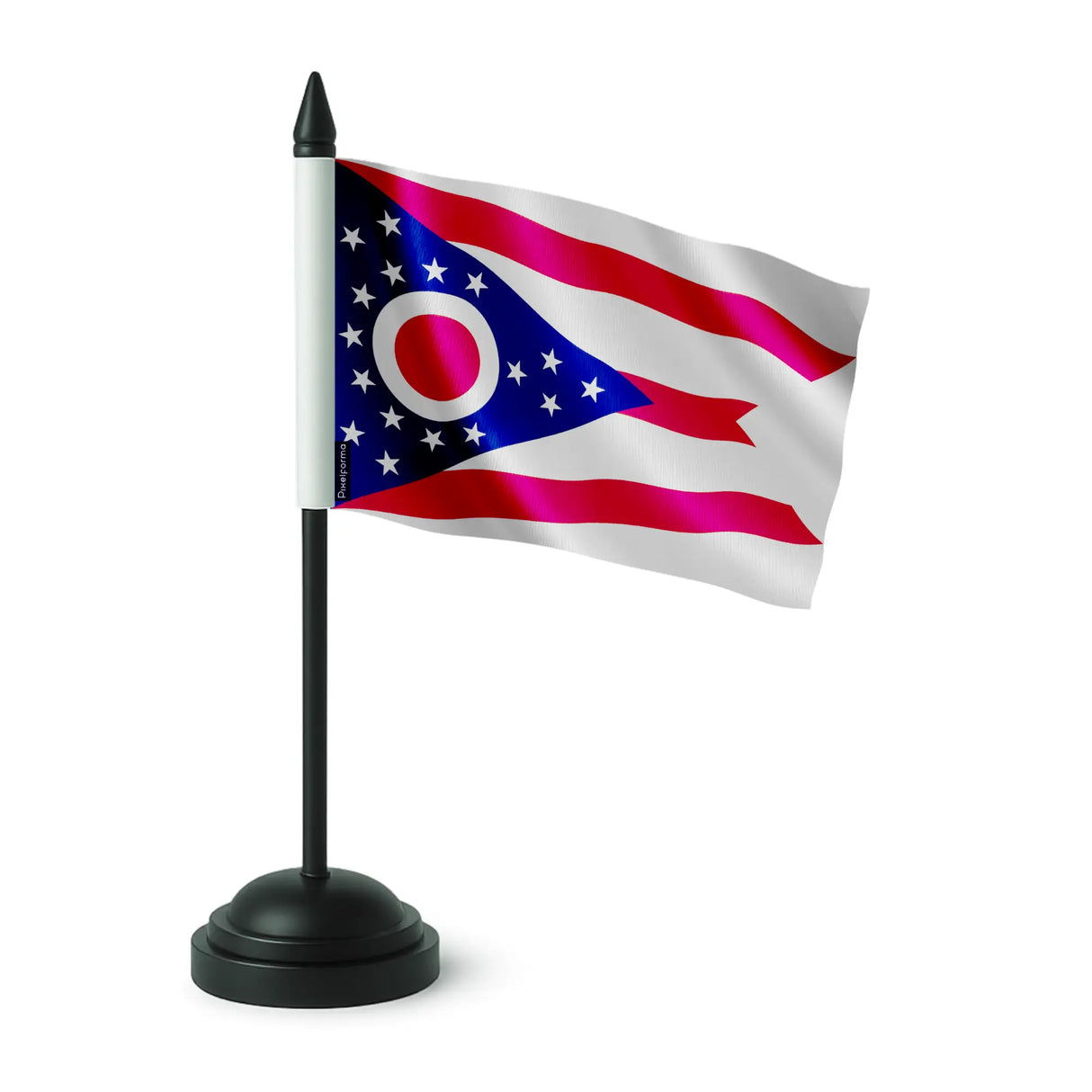 Drapeau table ohio en polyester avec socle plastique noir