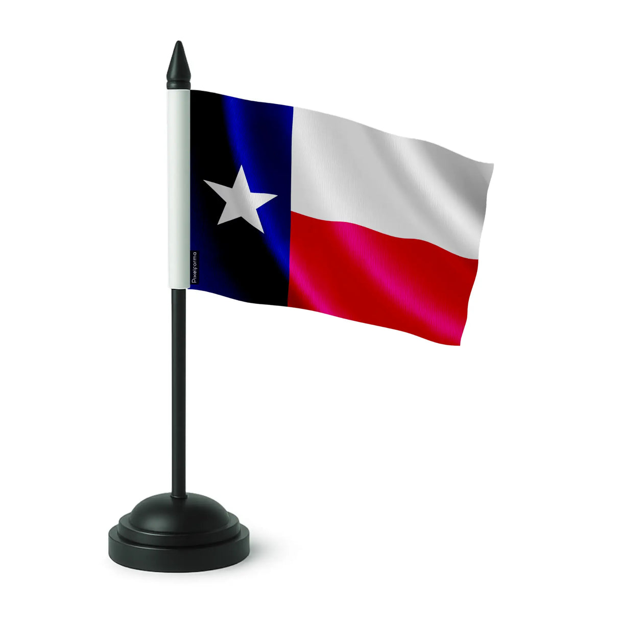 Drapeau table texas en polyester sur socle plastique noir