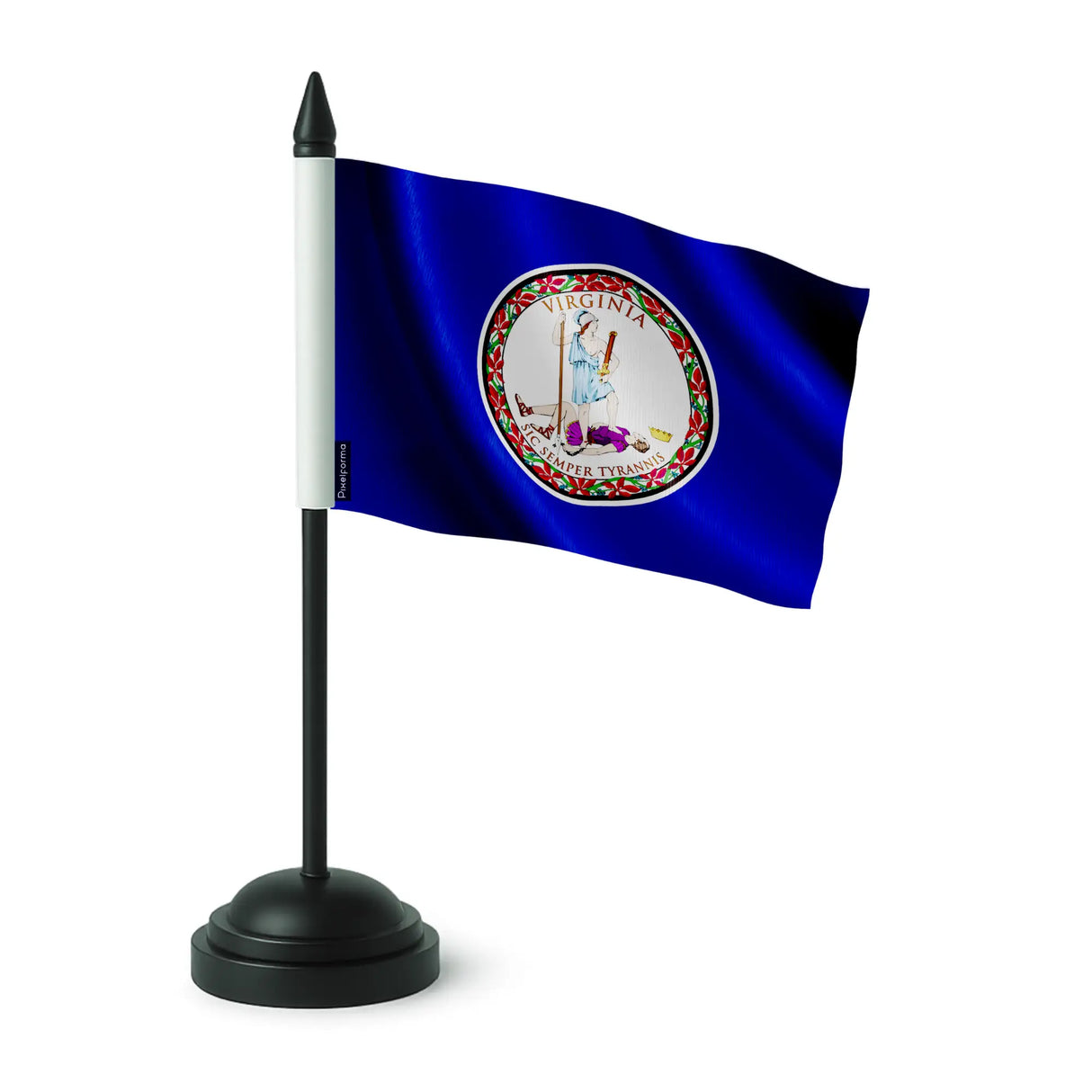 Drapeau table virginie en polyester socle plastique noir