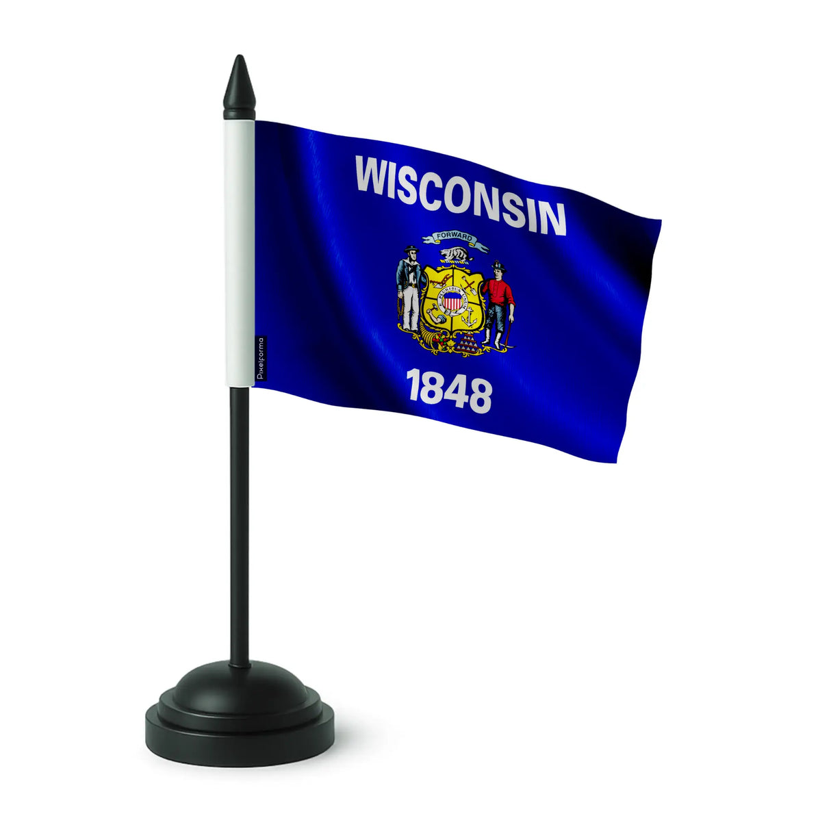 Drapeau table wisconsin polyester socle plastique noir