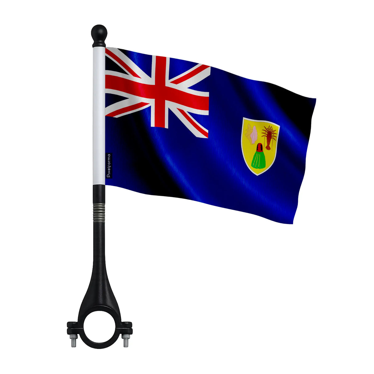 Drapeau vélo îles turques-et-caïques en polyester visible