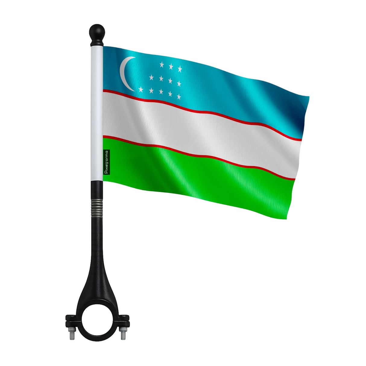 Drapeau vélo ouzbékistan polyester pour visibilité optimale