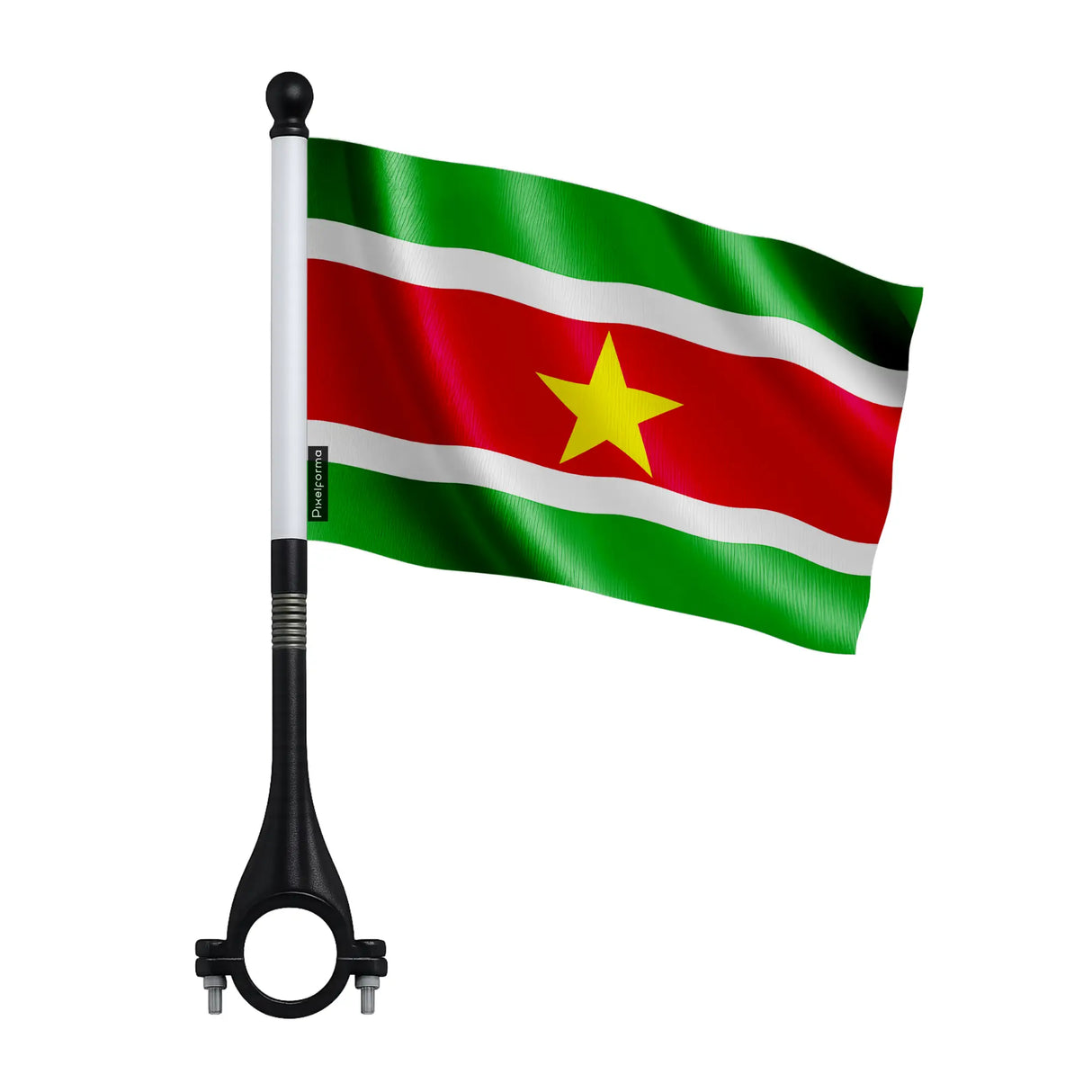 Drapeau vélo suriname en polyester fixation pratique