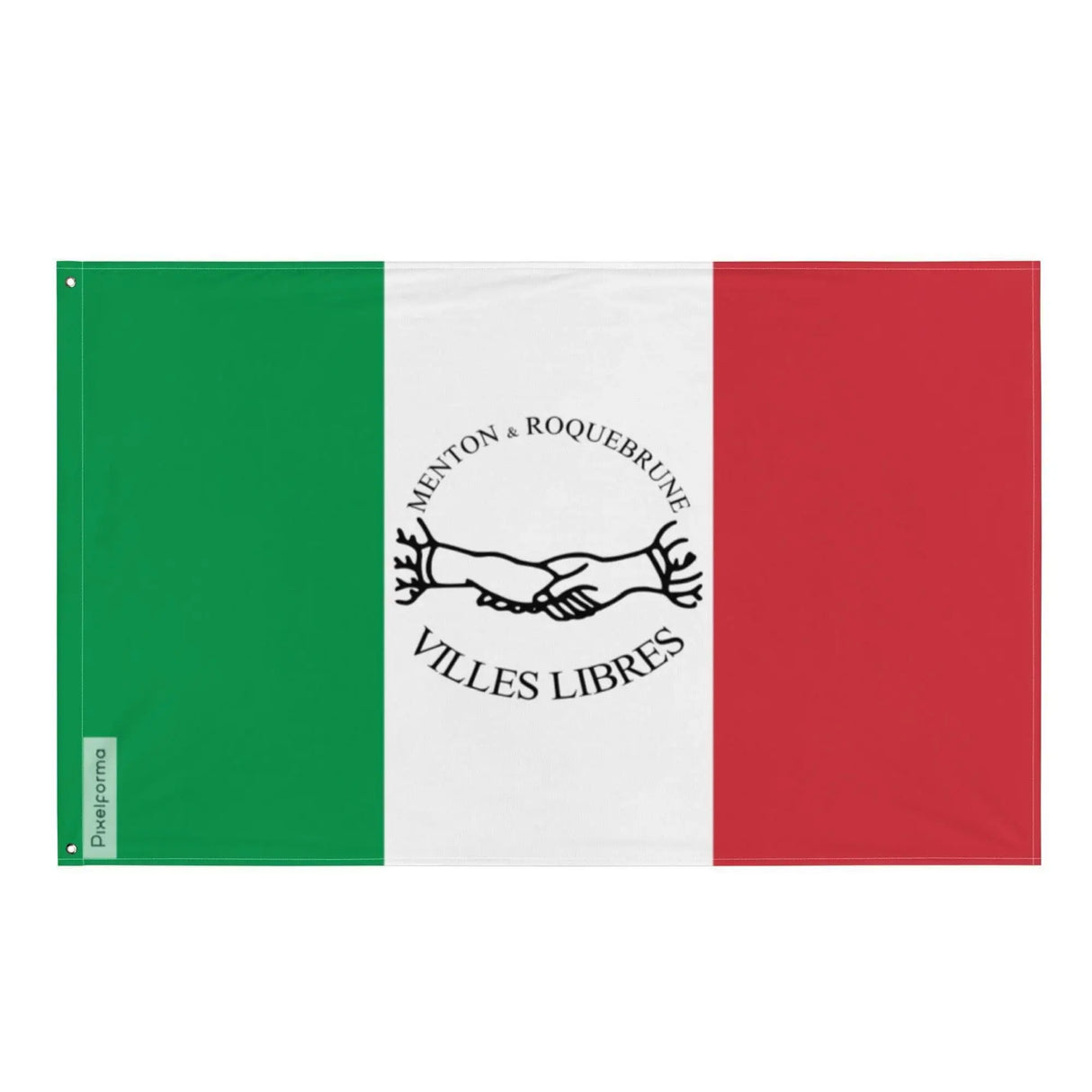 Drapeau villes libres menton roquebrune polyester œillets