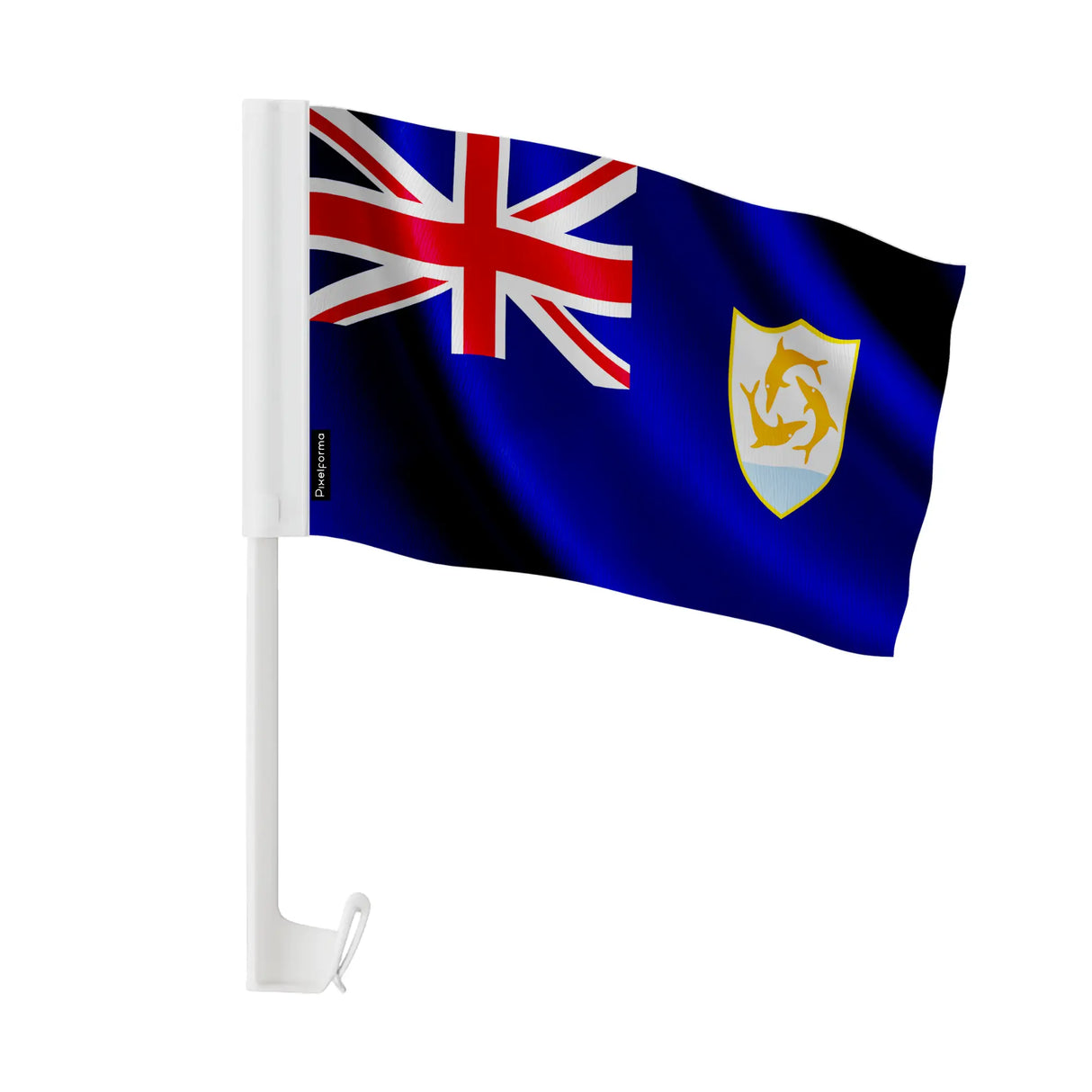 Drapeau voiture anguilla polyester fixation sur fenêtre