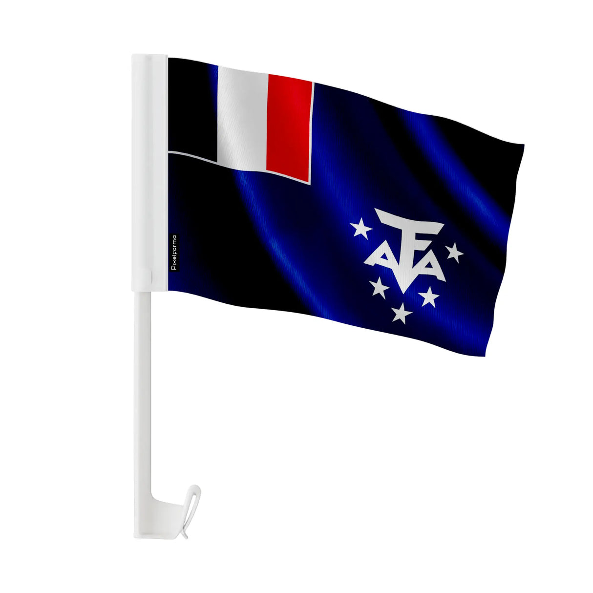 Drapeau voiture antarctique française polyester fixation fenêtre