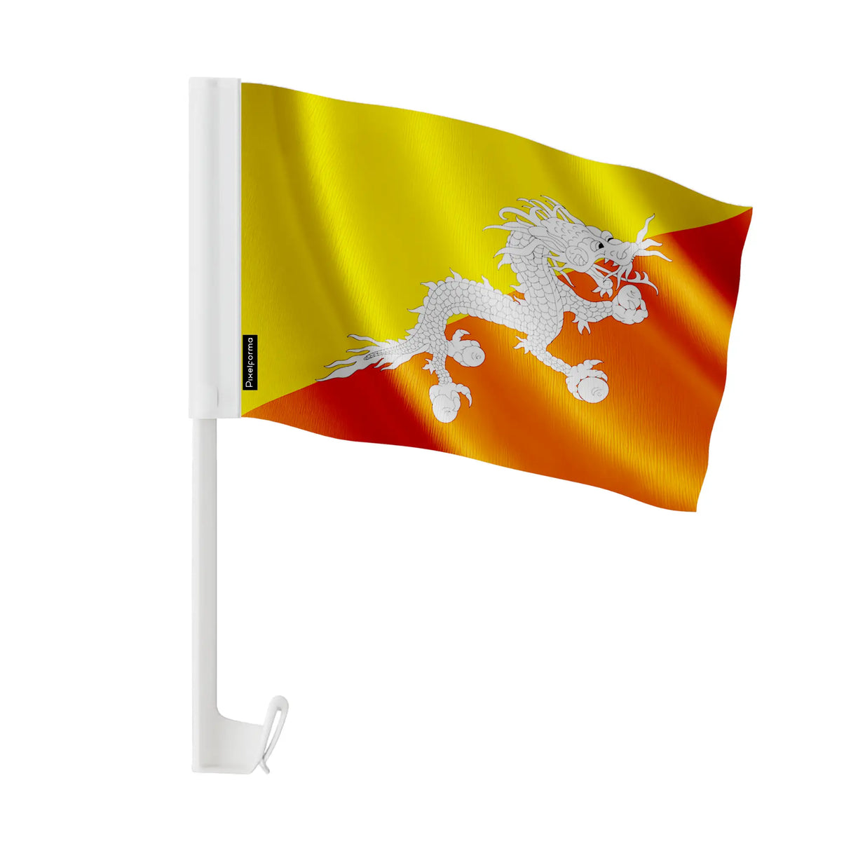 Drapeau voiture bhoutan polyester fixation sur fenêtre
