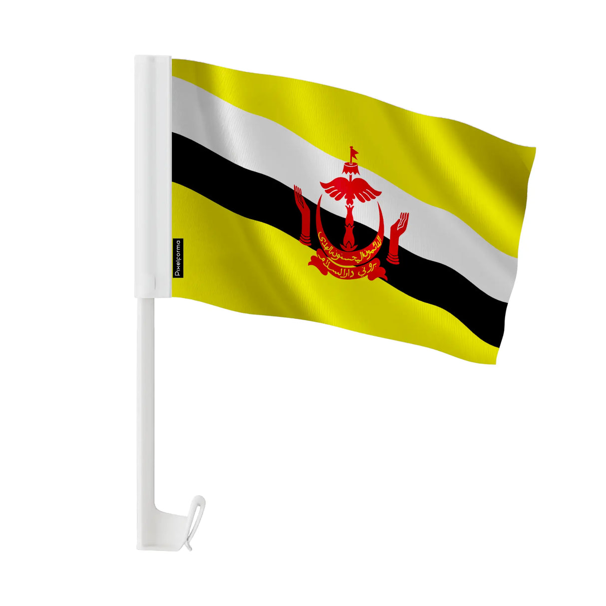 Drapeau voiture brunei en polyester fixation sur fenêtre