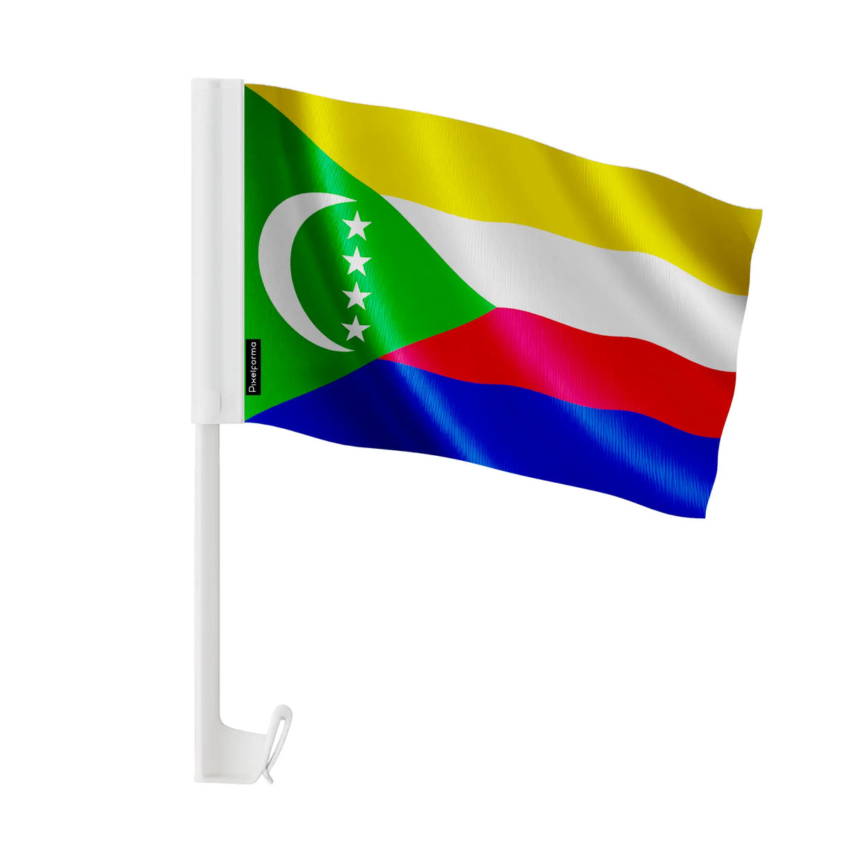 Drapeau voiture comores polyester fixation sur fenêtre