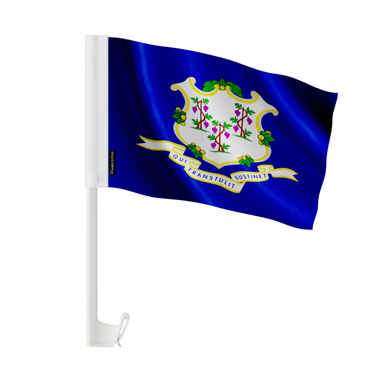Drapeau voiture connecticut polyester fixation sur fenêtre